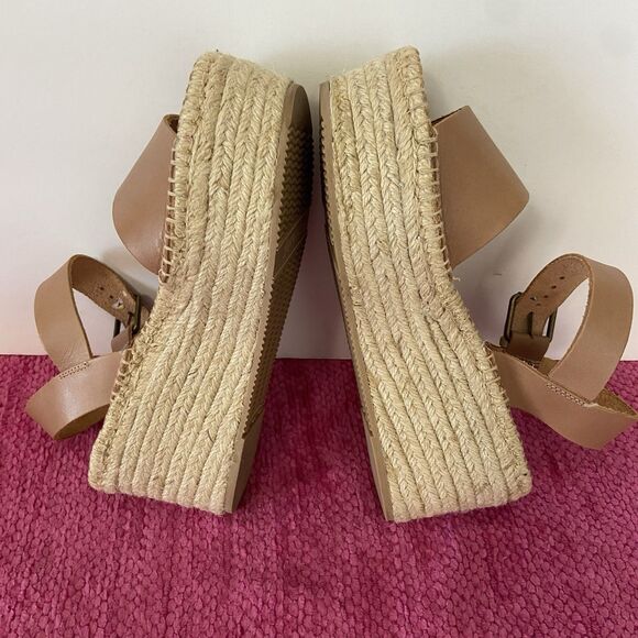 Soludos Minorca Platform Espadrille Sandals Nude Tan Leather Size 8 - Picture 7 of 11